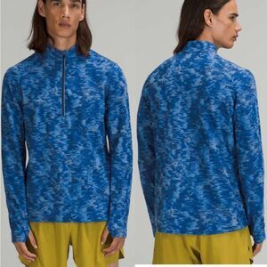 Lululemon Surge Warm 1/2 Zip Slim Fit Blue Long Sleeve Sweatshirt
